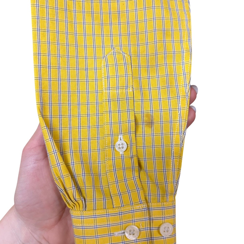 Brooks Brothers Fleece Boys Yellow Plaid Non-Iron Cotton Button Down Shirt Small - Picture 3 of 6